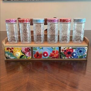 The Pioneer Woman Floral Spice Jar Set with Colorful Lids